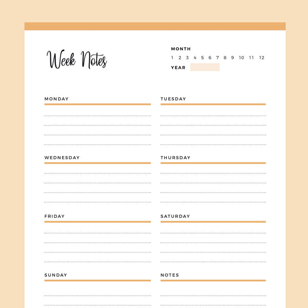 Printable Weekly Notes – Plan Print Land