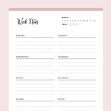 Printable Weekly Notes - Pink