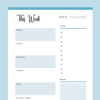Printable Weekly Planner - Blue