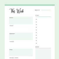 Printable Weekly Planner - Green