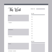 Printable Weekly Planner - Grey