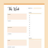 Printable Weekly Planner - Orange
