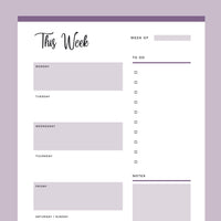 Printable Weekly Planner - Purple
