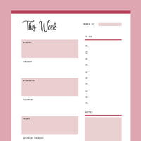Printable Weekly Planner - Red