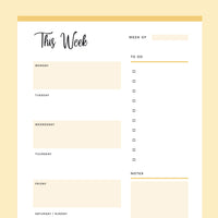 Printable Weekly Planner - Yellow